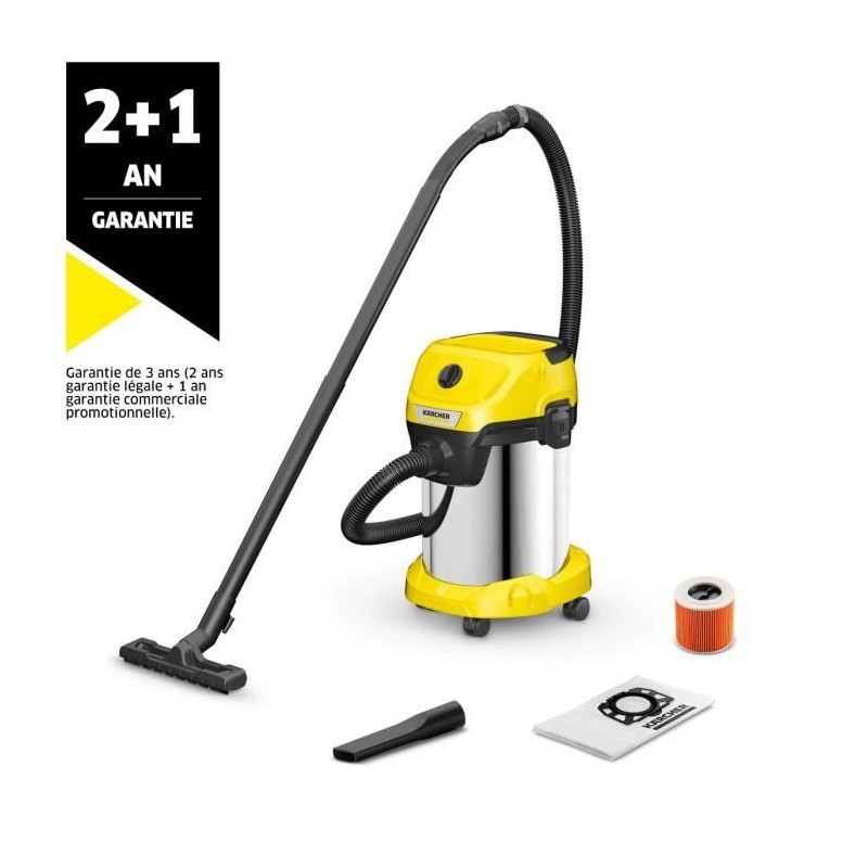 Aspirateur eau et poussiere KARCHER WD 3 S V-19/4/20 - Cuve inox 19 L Aspirateur eau et poussiere KARCHER WD 3 S V-19/4/20 - Cuve inox 19 L
