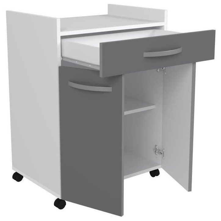 OSLO Desserte de 60 cm - 1 Tiroir et 1 Porte - L 60 x P 44 x H 81 cm - Coloris Gris brillant - EKIPA OSLO Desserte de 60 cm - 1 Tiroir et 1 Porte - L 60 x P 44 x H 81 cm - Coloris Gris brillant - EKIPA