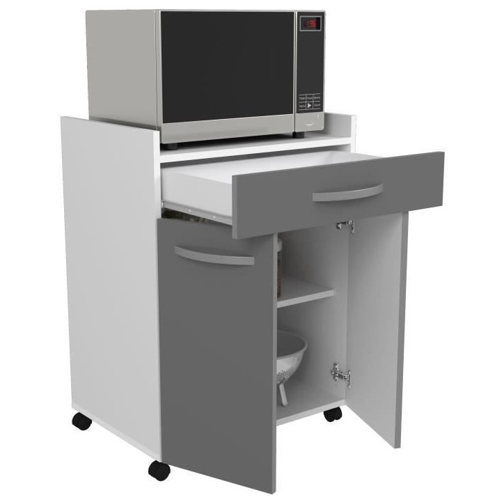 OSLO Desserte de 60 cm - 1 Tiroir et 1 Porte - L 60 x P 44 x H 81 cm - Coloris Gris brillant - EKIPA OSLO Desserte de 60 cm - 1 Tiroir et 1 Porte - L 60 x P 44 x H 81 cm - Coloris Gris brillant - EKIPA