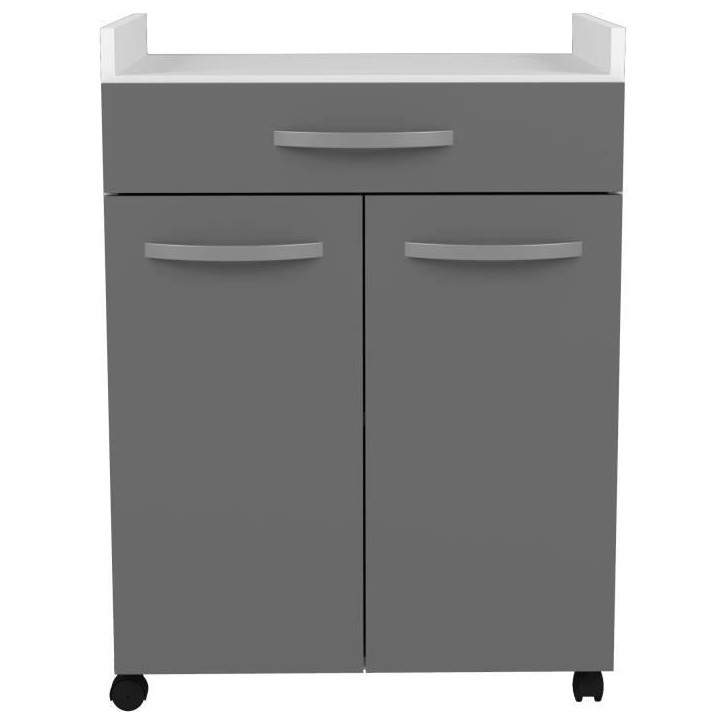 OSLO Desserte de 60 cm - 1 Tiroir et 1 Porte - L 60 x P 44 x H 81 cm - Coloris Gris brillant - EKIPA OSLO Desserte de 60 cm - 1 Tiroir et 1 Porte - L 60 x P 44 x H 81 cm - Coloris Gris brillant - EKIPA