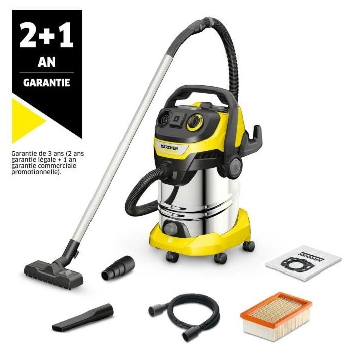Aspirateur eau et poussiere KARCHER WD 6 P S V-30/6/22/T - Cuve inox 30 L - 1300W Aspirateur eau et poussiere KARCHER WD 6 P S V-30/6/22/T - Cuve inox 30 L - 1300W