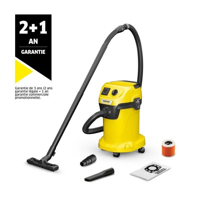 Aspirateur eau et poussiere KARCHER WD 3 P V-19/4/20 - Cuve polypropyl Aspirateur eau et poussiere KARCHER WD 3 P V-19/4/20 - Cuve polypropyl