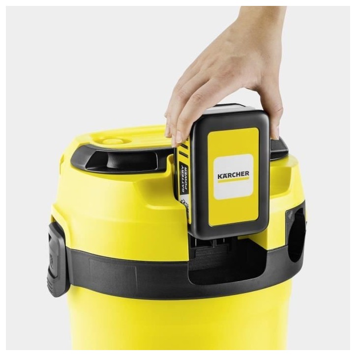 Aspirateur eau et poussieres sans fil KARCHER WD3-18 V-17/20 - Jaune et noir - Plastique - (sans batterie ni chargeur) Aspirateur eau et poussieres sans fil KARCHER WD3-18 V-17/20 - Jaune et noir - Plastique - (sans batterie ni chargeur)