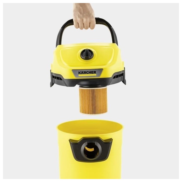 Aspirateur eau et poussieres sans fil KARCHER WD3-18 V-17/20 - Jaune et noir - Plastique - (sans batterie ni chargeur) Aspirateur eau et poussieres sans fil KARCHER WD3-18 V-17/20 - Jaune et noir - Plastique - (sans batterie ni chargeur)