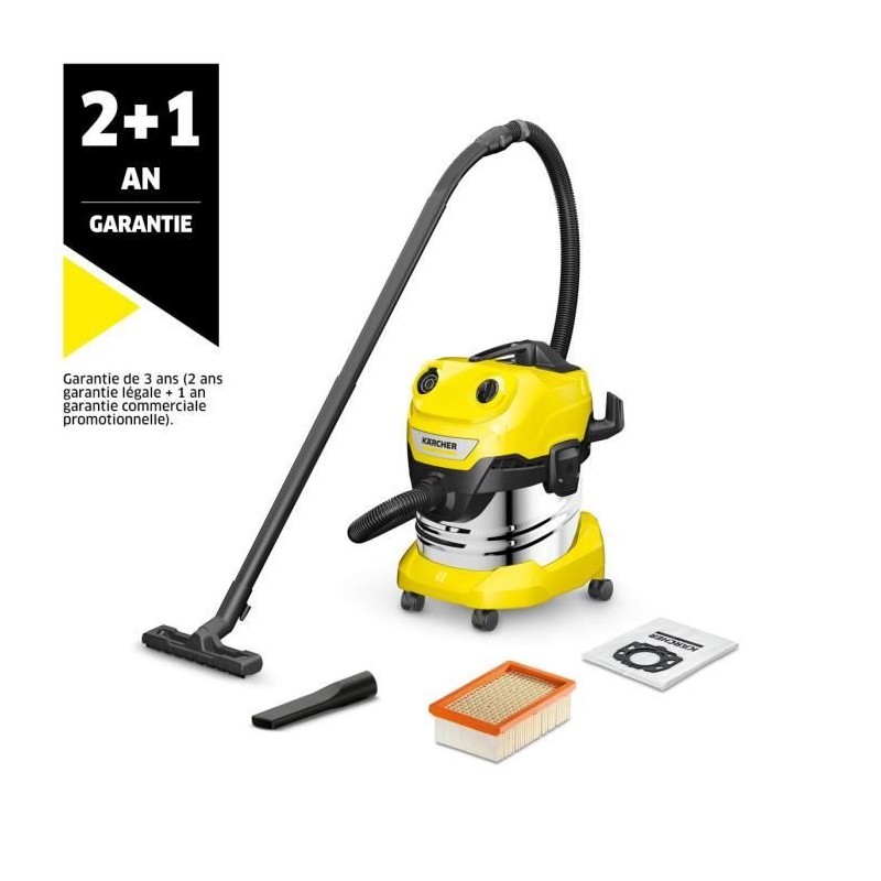 Aspirateur eau et poussiere KARCHER WD 4 S V-20/5/22 - Cuve inox 20 L Aspirateur eau et poussiere KARCHER WD 4 S V-20/5/22 - Cuve inox 20 L
