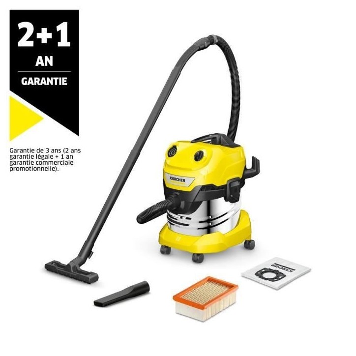 Aspirateur eau et poussiere KARCHER WD 4 S V-20/5/22 - Cuve inox 20 L - 1000W Aspirateur eau et poussiere KARCHER WD 4 S V-20/5/22 - Cuve inox 20 L - 1000W