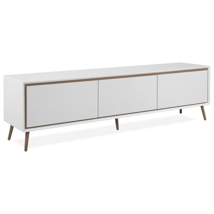 Meuble TV - ARONA - Blanc / Chene artisan - 3 abbatants - 175 x 50 x 38 cm Meuble TV - ARONA - Blanc / Chene artisan - 3 abbatants - 175 x 50 x 38 cm