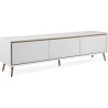 Meuble TV - ARONA - Blanc / Chene artisan - 3 abbatants - 175 x 50 x 3