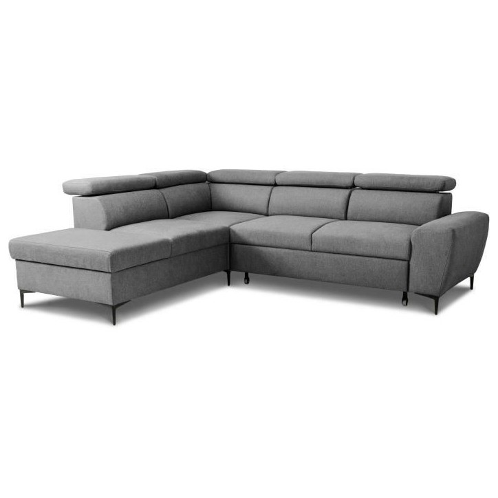 Canapé d'angle convertible réversible avec coffre - 5 places - KASIMIR - Tissu anthracite - 258 x 79/98 x 219 cm Canapé d'angle convertible réversible avec coffre - 5 places - KASIMIR - Tissu anthracite - 258 x 79/98 x 219 cm