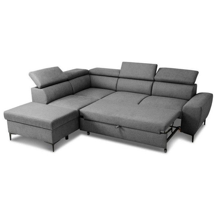 Canapé d'angle convertible réversible avec coffre - 5 places - KASIMIR - Tissu anthracite - 258 x 79/98 x 219 cm Canapé d'angle convertible réversible avec coffre - 5 places - KASIMIR - Tissu anthracite - 258 x 79/98 x 219 cm