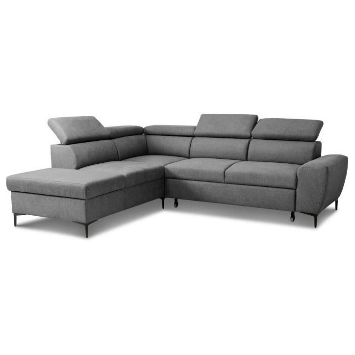 Canapé d'angle convertible réversible avec coffre - 5 places - KASIMIR - Tissu anthracite - 258 x 79/98 x 219 cm Canapé d'angle convertible réversible avec coffre - 5 places - KASIMIR - Tissu anthracite - 258 x 79/98 x 219 cm