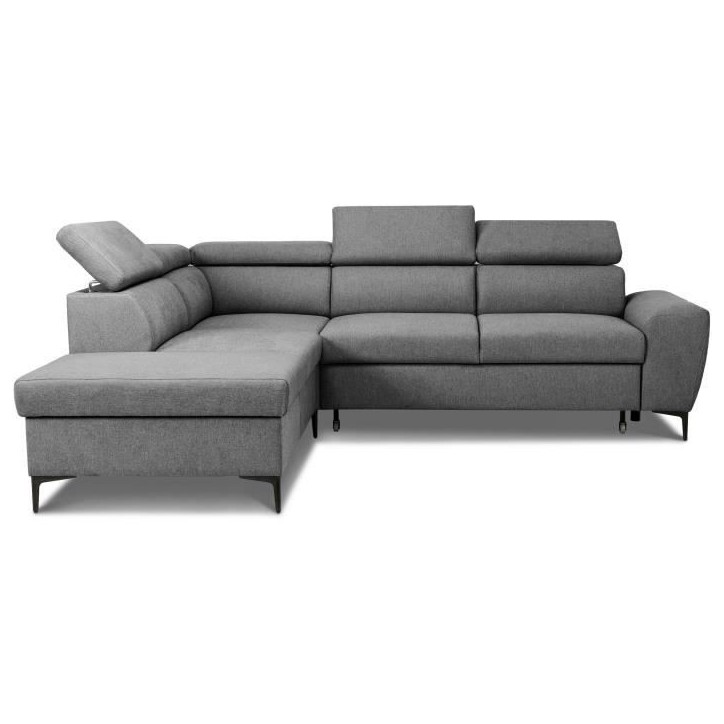 Canapé d'angle convertible réversible avec coffre - 5 places - KASIMIR - Tissu anthracite - 258 x 79/98 x 219 cm Canapé d'angle convertible réversible avec coffre - 5 places - KASIMIR - Tissu anthracite - 258 x 79/98 x 219 cm