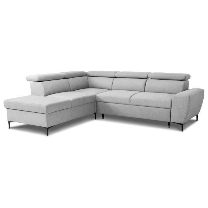 Canapé d'angle convertible réversible avec coffre - 5 places - KASIMIR - Tissu gris - 258 x 79/98 x 219 cm Canapé d'angle convertible réversible avec coffre - 5 places - KASIMIR - Tissu gris - 258 x 79/98 x 219 cm