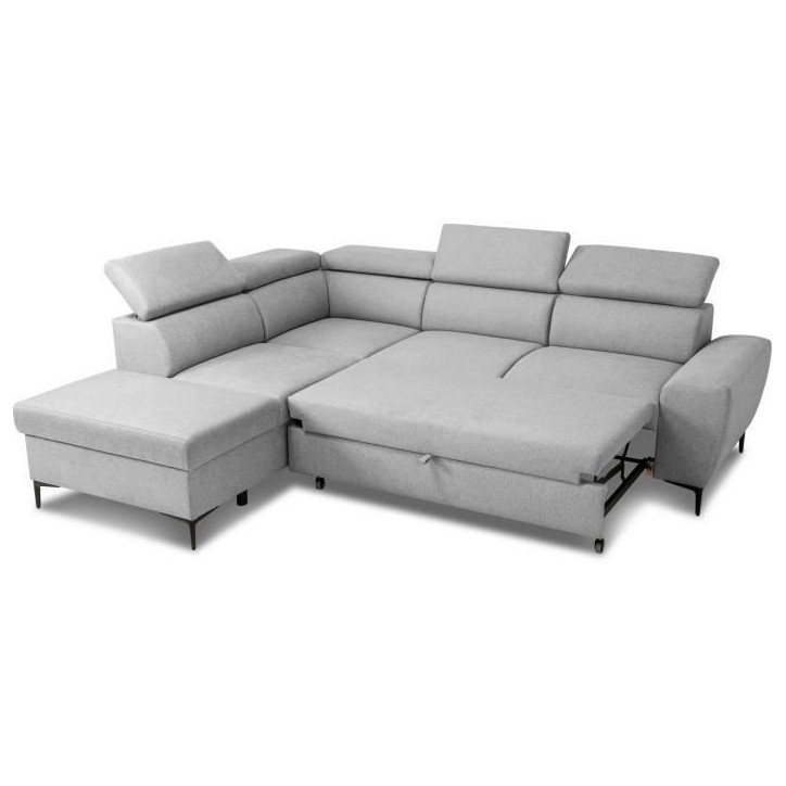 Canapé d'angle convertible réversible avec coffre - 5 places - KASIMIR - Tissu gris - 258 x 79/98 x 219 cm Canapé d'angle convertible réversible avec coffre - 5 places - KASIMIR - Tissu gris - 258 x 79/98 x 219 cm