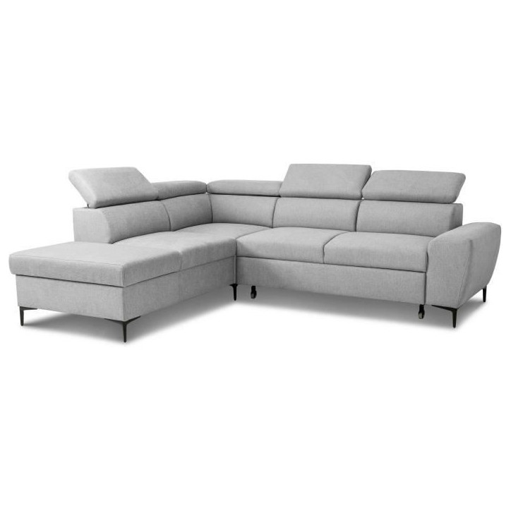 Canapé d'angle convertible réversible avec coffre - 5 places - KASIMIR - Tissu gris - 258 x 79/98 x 219 cm Canapé d'angle convertible réversible avec coffre - 5 places - KASIMIR - Tissu gris - 258 x 79/98 x 219 cm