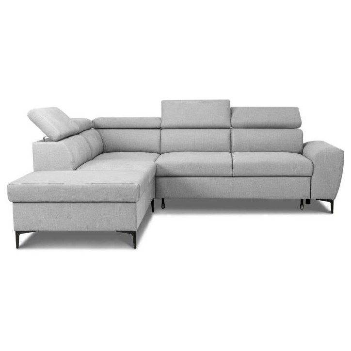 Canapé d'angle convertible réversible avec coffre - 5 places - KASIMIR - Tissu gris - 258 x 79/98 x 219 cm Canapé d'angle convertible réversible avec coffre - 5 places - KASIMIR - Tissu gris - 258 x 79/98 x 219 cm