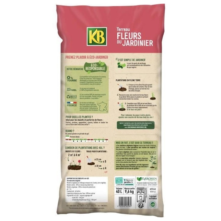 KB - Terreau pour fleurs du jardinier UAB 40L KB - Terreau pour fleurs du jardinier UAB 40L