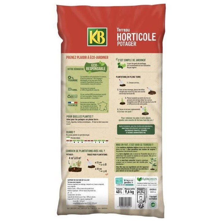 KB - Terreau horticole potager UAB 40L KB - Terreau horticole potager UAB 40L