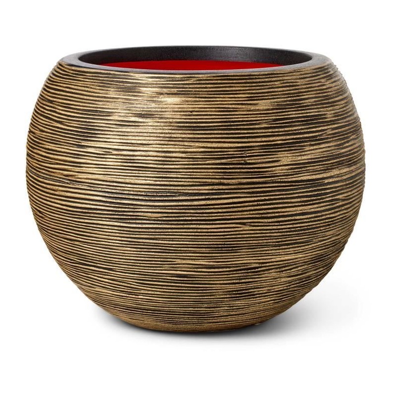 CAPI EUROPE Vase boule RIB NL - 40x32 cm - Noir et Or