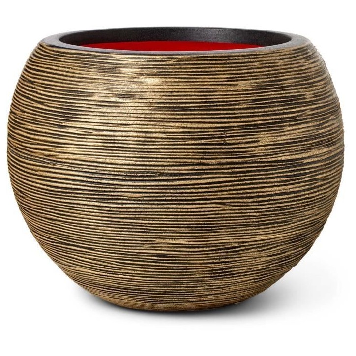 CAPI EUROPE Vase boule RIB NL - 40x32 cm - Noir et Or CAPI EUROPE Vase boule RIB NL - 40x32 cm - Noir et Or