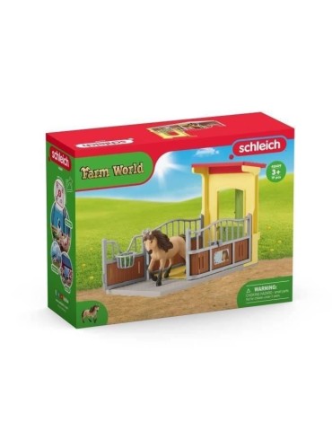 Box avec Poney Icelandais - Extension Ferme Educative, Coffret schleich avec 1 box et 1 figurine poney, pour enfants des 3 ans -