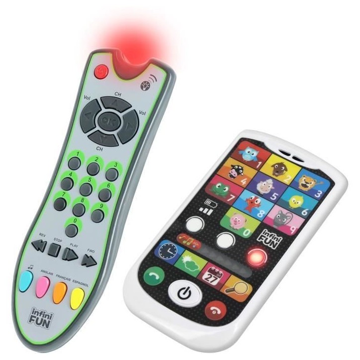 Téléphone et Télécommande - KD - Mon Duo High-Tech - Apprentissage des animaux, chiffres et couleurs Téléphone et Télécommande - KD - Mon Duo High-Tech - Apprentissage des animaux, chiffres et couleurs