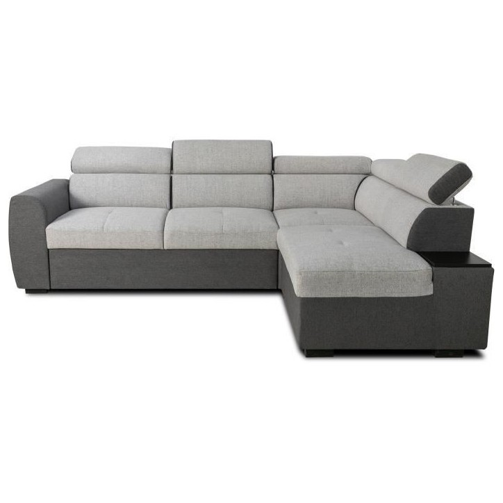 Canapé d'angle convertible réversible - 4/5 places - KELIO - Tissu Anthracite/Gris - 3 tétieres - 245 x 184 x 77/87 cm
