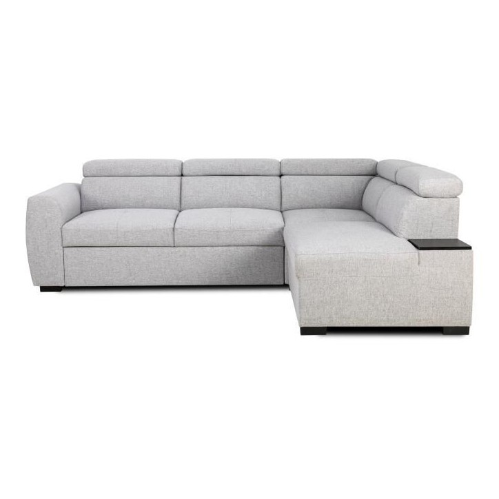 Canapé d'angle convertible réversible - 4/5 places - KELIO - Tissu Gris - 3 tétieres - 245 x 184 x 77/87 cm