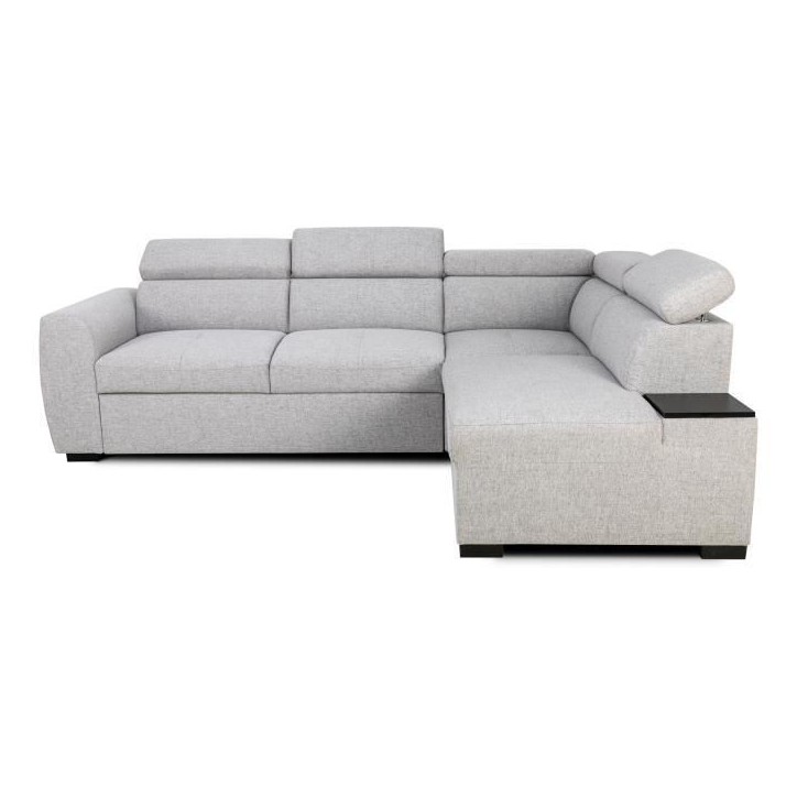 Canapé d'angle convertible réversible - 4/5 places - KELIO - Tissu Gris - 3 tétieres - 245 x 184 x 77/87 cm