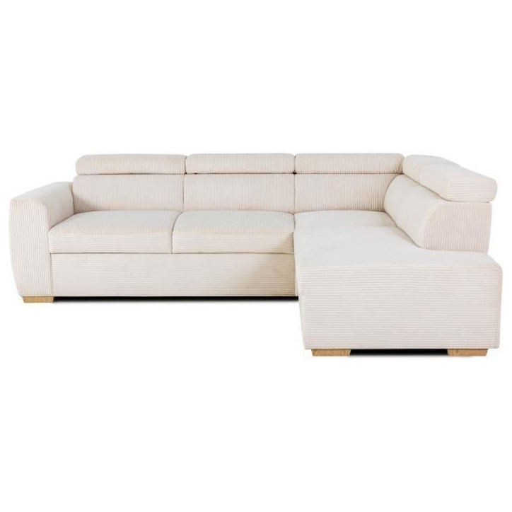 Canapé d'angle convertible réversible - 4/5 places - KELIO - Velours côtelé beige - 245 x 184 x 77/87cm Canapé d'angle convertible réversible - 4/5 places - KELIO - Velours côtelé beige - 245 x 184 x 77/87cm