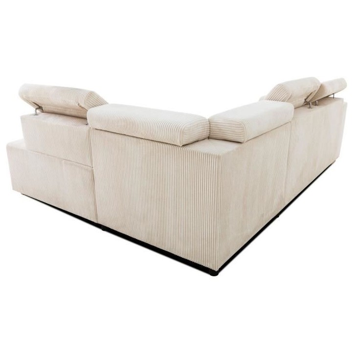 Canapé d'angle convertible réversible - 4/5 places - KELIO - Velours côtelé beige - 245 x 184 x 77/87cm Canapé d'angle convertible réversible - 4/5 places - KELIO - Velours côtelé beige - 245 x 184 x 77/87cm