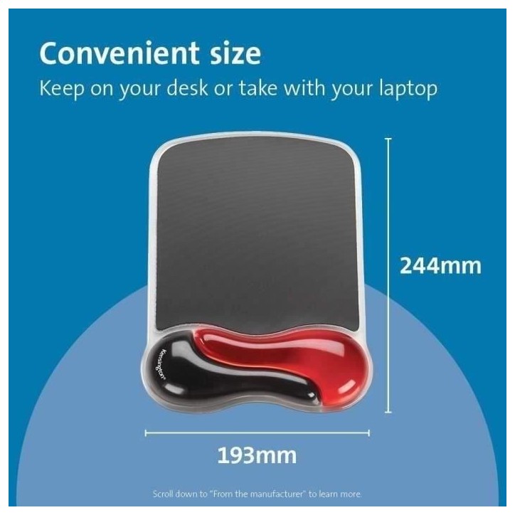 Kensington, Tapis de souris avec repose-poignet, Duo gel, Noir et rouge