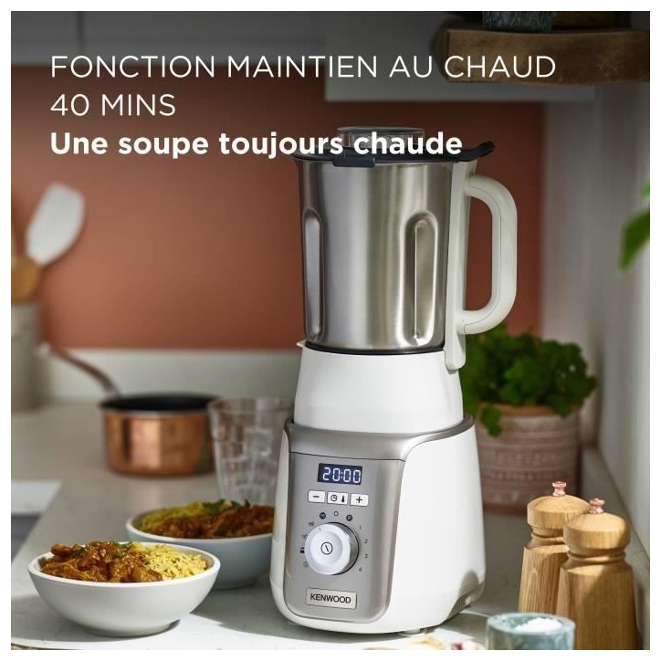 Blender chauffant KENWOOD SOUPEASY+ CBL30.000CP Blanc et champagne Blender chauffant KENWOOD SOUPEASY+ CBL30.000CP Blanc et champagne