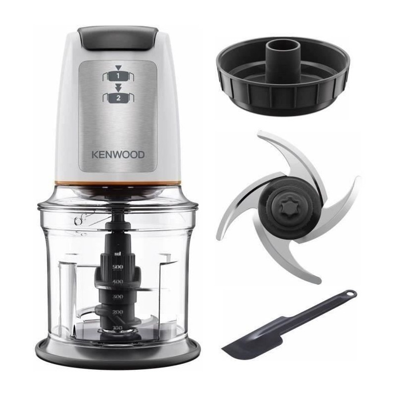 Mini-hachoir - KENWOOD - CHP61.100WH - 500 W - 0,8 L - 4 lames en acie Mini-hachoir - KENWOOD - CHP61.100WH - 500 W - 0,8 L - 4 lames en acie
