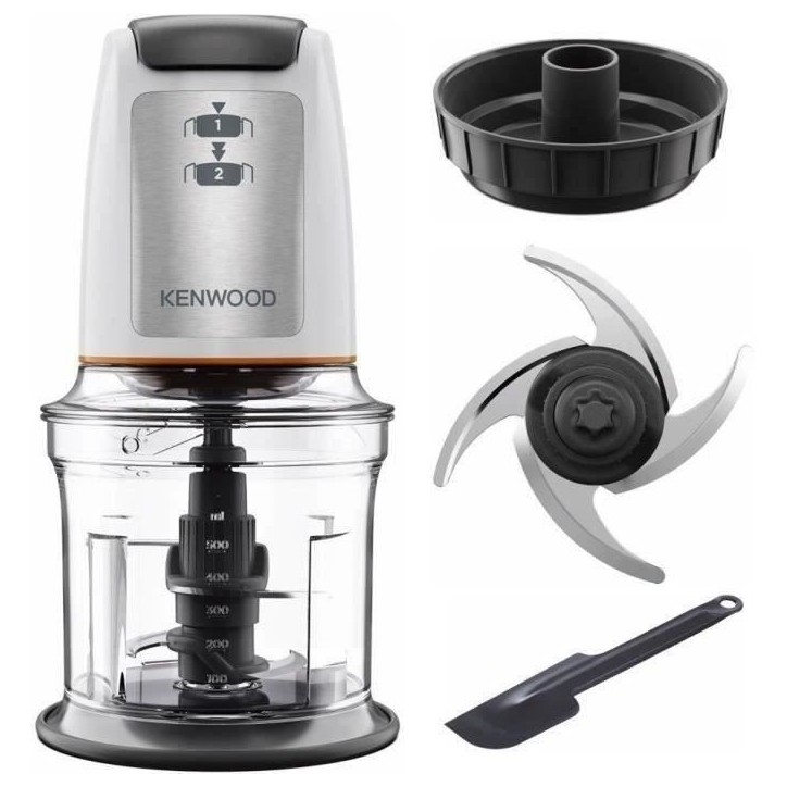 Mini-hachoir - KENWOOD - CHP61.100WH - 500 W - 0,8 L - 4 lames en acier inoxydable - Blanc