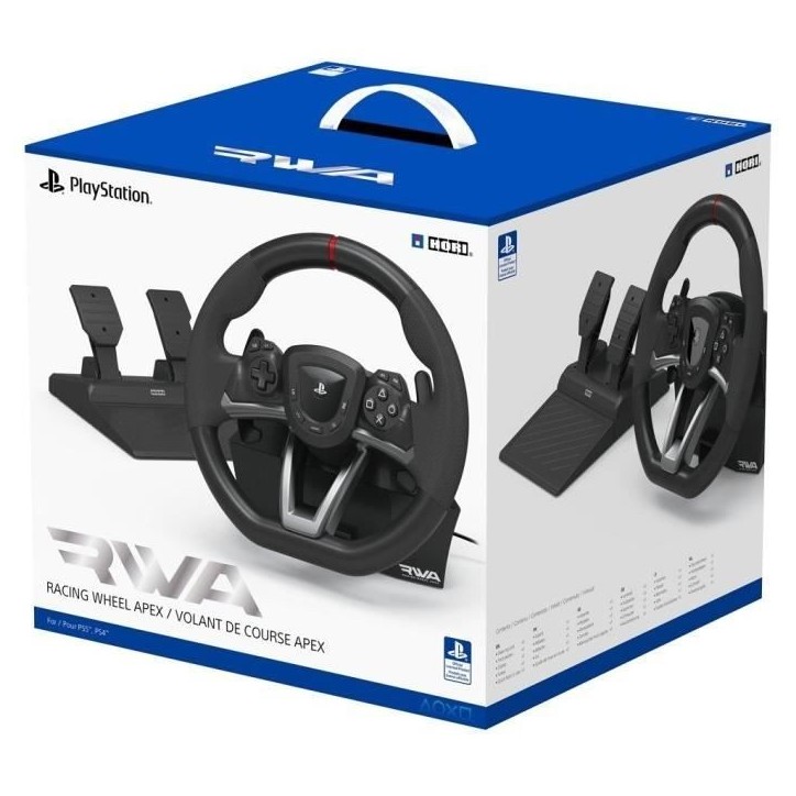 Volant de course Racing Wheel Apex - HORI - PC, PS4 et PS5 - Pédales incluses - Noir