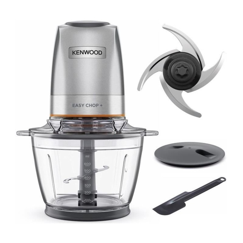 Mini-hachoir KENWOOD CHP62.400S Easy Chop+ - 4 lames inox - 600 ML - 2 Mini-hachoir KENWOOD CHP62.400S Easy Chop+ - 4 lames inox - 600 ML - 2