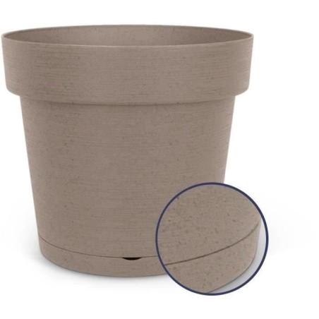 Pot a réserve d'eau - GARDEN ID Glamour - Taupe 40 cm - Surface granuleuse - Intérieur/extérieur - Design épuré - Contient