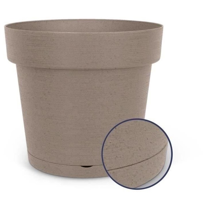 Pot a réserve d'eau - GARDEN ID Glamour - Taupe 40 cm - Surface granuleuse - Intérieur/extérieur - Design épuré - Contient