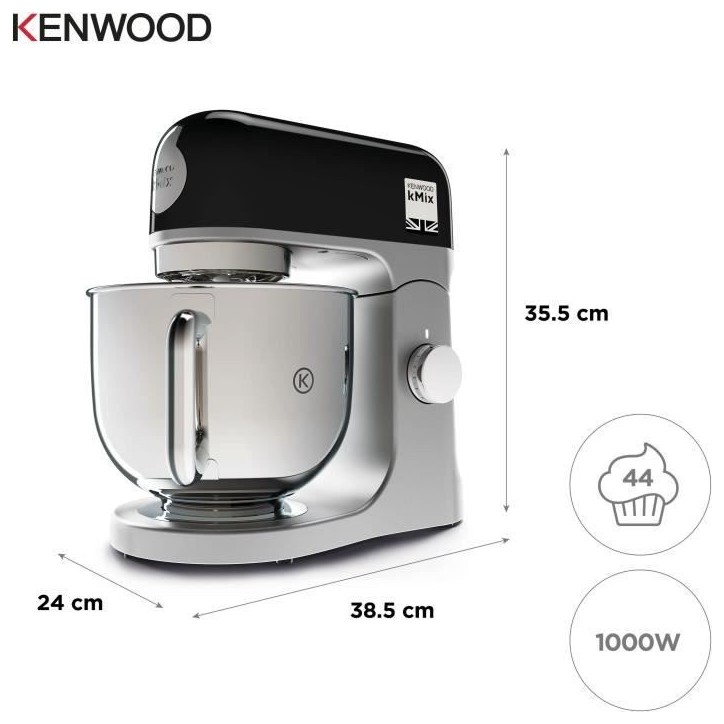 Robot pâtissier Kenwood kMix KMX750BK - bol 5 litres - 6 vitesses - 3 accessoires - noir Robot pâtissier Kenwood kMix KMX750BK - bol 5 litres - 6 vitesses - 3 accessoires - noir
