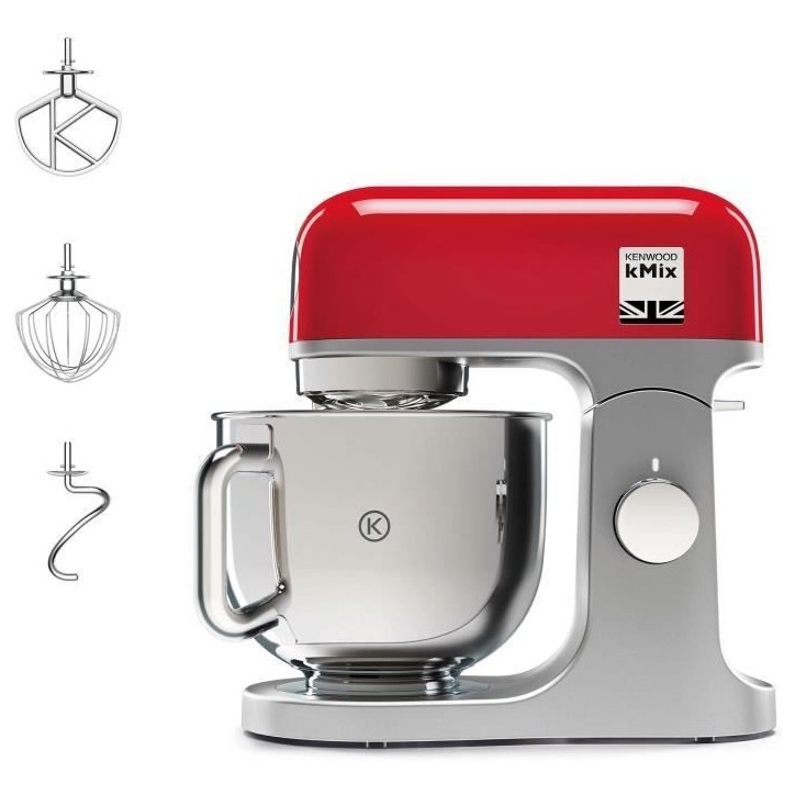 Robot pâtissier - KENWOOD kMix KMX750RD - Corps métal - Rouge - 6 vitesses - 1000 W - Bol inox 5 L