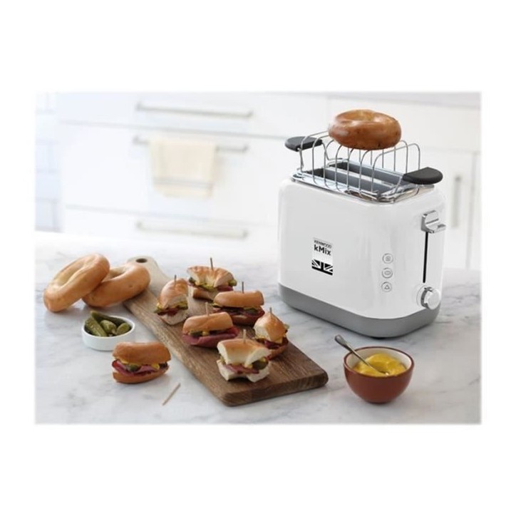 Grille-pain kMix - KENWOOD - TCX751WH - 2 fentes - Fonction baguette et décongélation - Blanc Grille-pain kMix - KENWOOD - TCX751WH - 2 fentes - Fonction baguette et décongélation - Blanc
