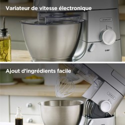 Robot pâtissier Chef - KENWOOD - KVC3100S - Bol Inox 4,6 L - Pétrin,