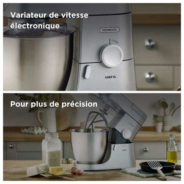 Robot pâtissier multifonction - KENWOOD KVL4170S - Chef XL - Blender 6,7L + Hachoir métal - Coloris Silver