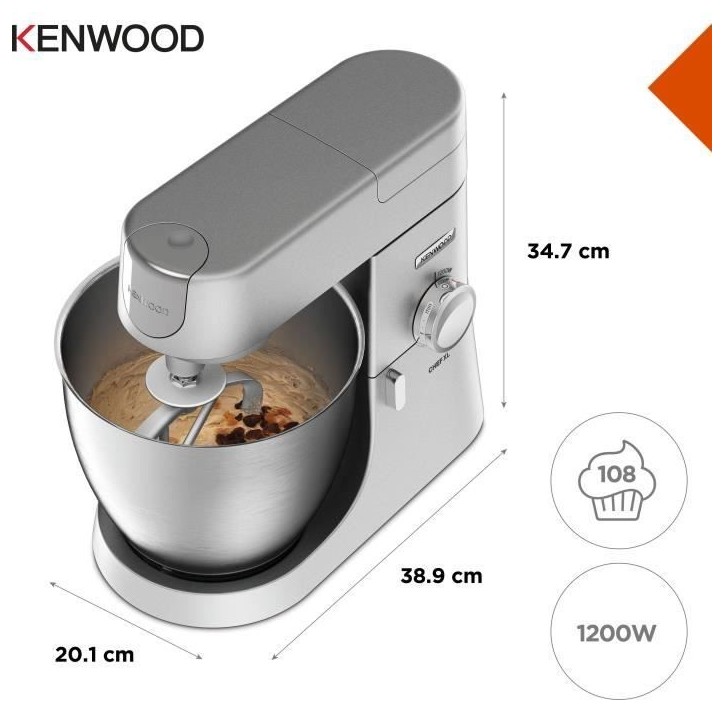 Robot pâtissier multifonction - KENWOOD KVL4170S - Chef XL - Blender 6,7L + Hachoir métal - Coloris Silver