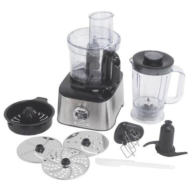 Robot multifonction Inox KENWOOD MultiPro Compact FDM301SS - Blender, presse agrumes, 3 disques, double fouet, pétrin, spatule