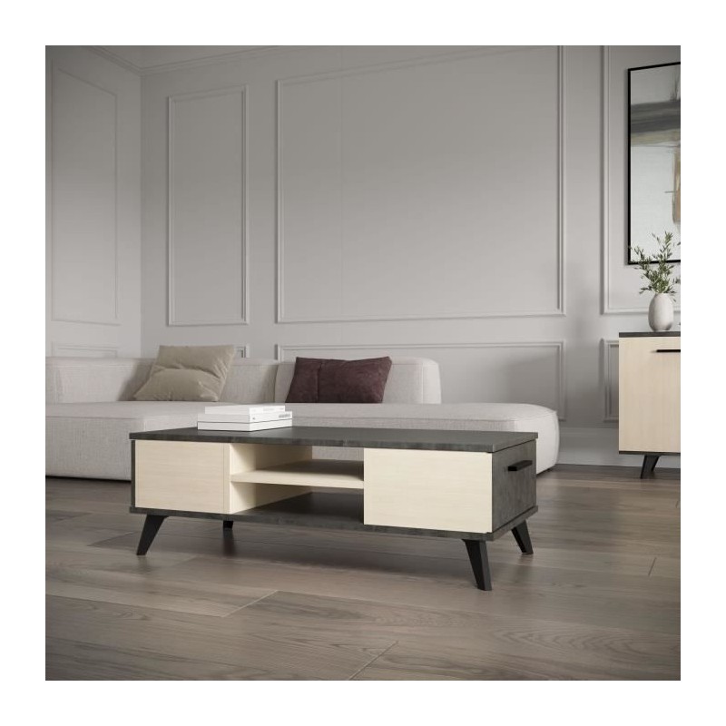 Ensemble salon - Banc TV, Table basse - KENT - Chene de fil / Sidewalk Ensemble salon - Banc TV, Table basse - KENT - Chene de fil / Sidewalk