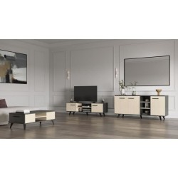 Ensemble salon - Banc TV, Table basse, Buffet bas - KENT - Chene de fi