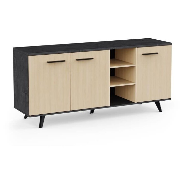 Ensemble séjour - Enfilade, Buffet haut, Table - KENT - Chene de fil / Sidewalk - DEMEYERE Ensemble séjour - Enfilade, Buffet haut, Table - KENT - Chene de fil / Sidewalk - DEMEYERE