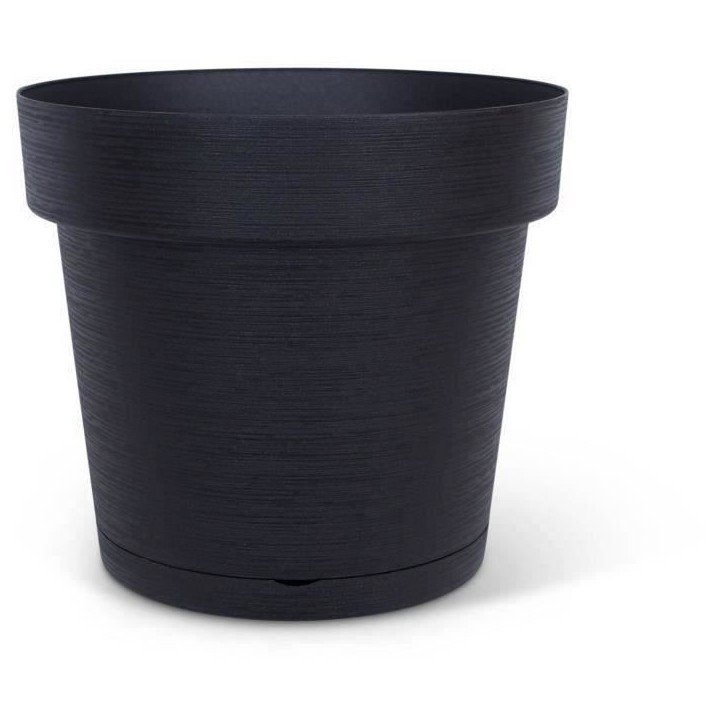 Pot a réserve d'eau - GARDEN ID Glamour - Anthracite 40 cm - Surface granuleuse - Intérieur/extérieur - Design épuré.